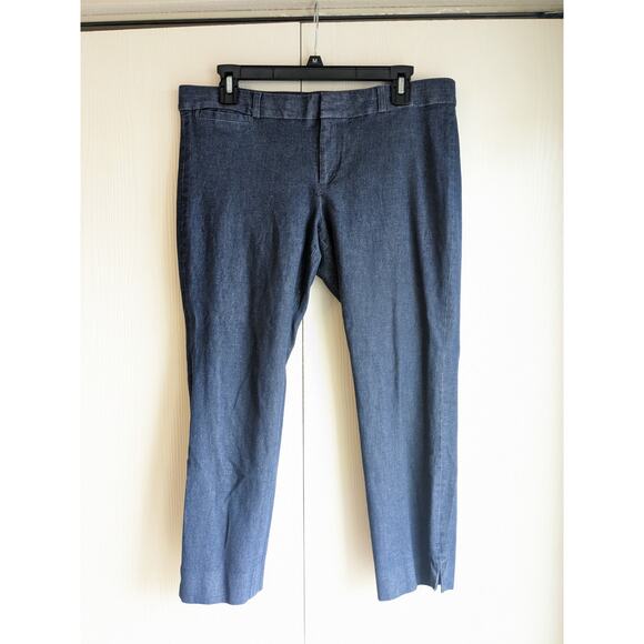 Banana Republic Women's Navy Textured Sloan Cropped Pants Size 12P - Picture 1 of 6
